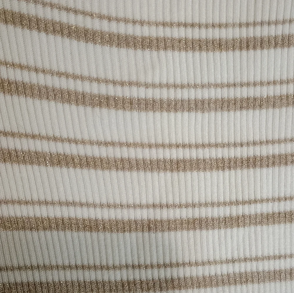 White House Black Market Striped Cream and Tan Sweater Small